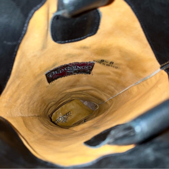 OLD GRINGO Boots STUDDED Embroidery BLACK Anthracite 19" - Sz 8.5 B Very Nice! - Picture 10 of 16